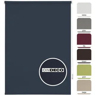 Ondeco Tageslichtrollo Win ohne Bohren Klemmfix lichtdurchlässig und Blickdicht Farbe: Dark-Blue, Größe: 120x160 cm