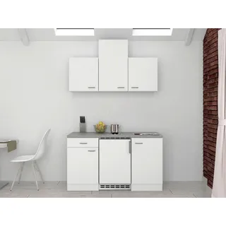 FlexWell Miniküche, Grau, Weiß, Holzwerkstoff, 1 Schublade(n) Schubladen, nur wie online abgebildet bestellbar, 150 cm, links aufbaubar, rechts aufbaubar, Küchen, Miniküchen