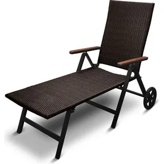 Aluminium Polyrattan Rollliege Relaxliege Sonnenliege Klappba Gartenliege Braun Neu - Braun