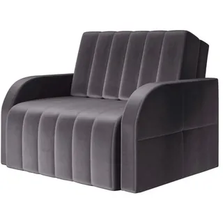 MOEBLO Kindersofa aus Samtstoff MONTANA 80, mit Bettfunktion Schlafsofa mit Bettkasten Sessel mit Schlaffunktion Schlafsessel Sofa Sessel Jugendsofa Schlafsofa 1-Sitzer Gästebett, mit Relaxfunktion grau