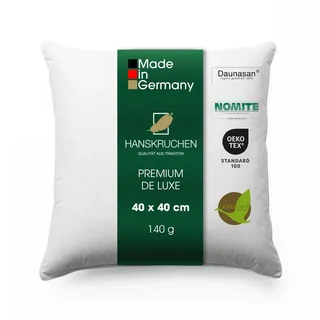 HANSKRUCHEN® Premium de Luxe Trösterchen Daunenkissen 40x40 cm - Made in Germany Daunen Kuschelkissen aus 100% Baumwolle - 90% Daunen 10% Federn Kopfkissen für Allergiker [1er Pack]
