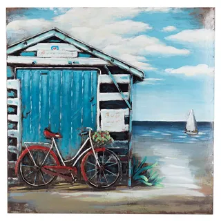 Vintage-Line Handgefertigtes Metallbild 3D-Optik Verschiedene Größen Kunst Bild Wandbild (Metallbild Bicycle (ca. 80x80 cm))