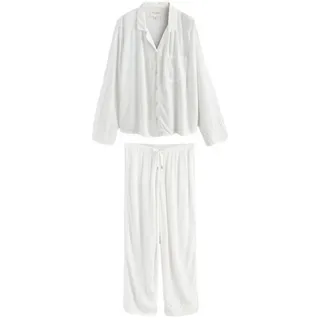 LAURA ASHLEY Pyjama Laura Ashley geknöpfter Seersucker-Schlafanzug (2 tlg) weiß 42 (GB: 14)