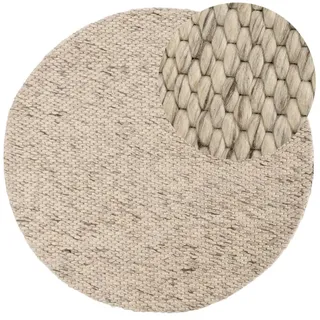 carpetfine Wollteppich Sina weicher handweb Teppich Natur Rund Hellgrau Ø 80 cm | Zeitloser Wollteppich für Wohnzimmer, Schlafzimmer & Kinderzimmer