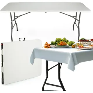 Outtec® Partytisch, Banketttisch, Buffettisch - 180 x 70 cm - Klapptisch, Balkontisch, Table - für Camping, Balkon, Garten, Bankett, Party, Buffet - Weiß