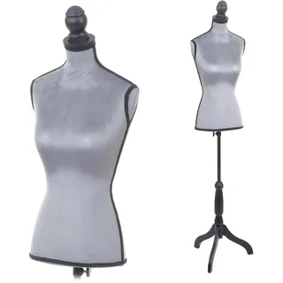 Schneiderpuppe T220, Schaufensterpuppe Torso weiblich, Schaumstoff ~ Samt grau