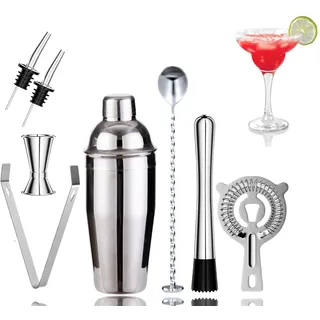 DIVID® Cocktail Set 8 Teilig| Shaker inkl Zubehör| Premium Barkeeper Set für Zuhause| Bar| Party| 750ml Shaker