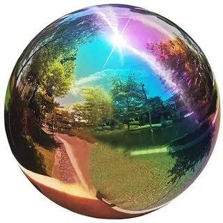 Cabilock Edelstahl Gartenkugel 15cm Bunt Metallkugeln Deko Garten Hohlkugel Metall Dekokugel Spiegelkugel Gartendeko Edelstahlkugeln Teichkugeln für Rasen Garten Metall Ball Deko