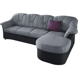 DOMO collection Eckcouch Mikrofaser 3-Sitzer Schwarz/Silber
