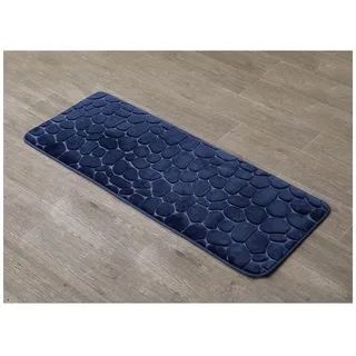 LikeKa Badematte Badezimmerteppich Badteppich weich Badvorleger 45x120 cm, rutschhemmend beschichtet, Memory Schaum, schnell trocknend, fußbodenheizungsgeeignet blau