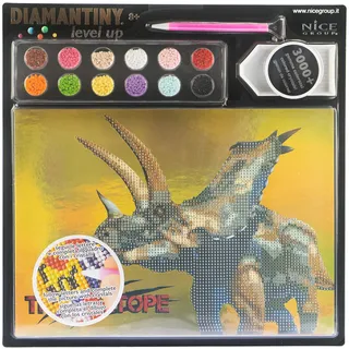 DIAMANTINY Level Up - Dinosaurs - Aktivitäten Crystal Art, Diamond Painting Set, Triceratope