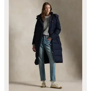 Polo Ralph Lauren für Damen. 211941005001 Marineblauer Daunenmantel mit Kapuze (M), Lässig, Baumwolle