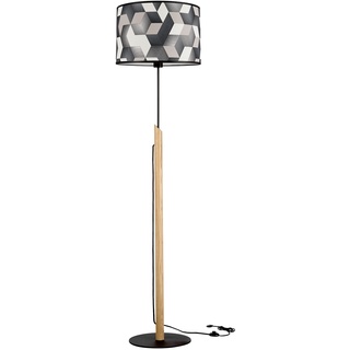 Stehlampe BRITOP LIGHTING "ESPACIO" Lampen Gr. 1 flammig, Ø 40 cm Höhe: 156 cm, bunt (schwarz, weiß, beige, eichefarben) Standleuchte Standleuchten und Deckenfluter Lampen Aus Eichenholz mit FSC-Zertifikat, Schirm aus laminierter Tapete