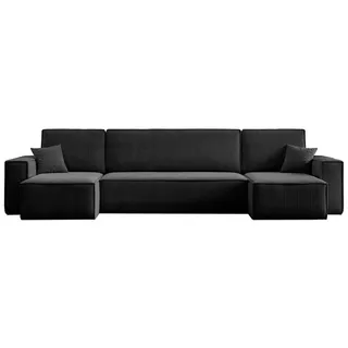 m-punkt24 Wohnlandschaft U-Form Cord 3-Sitzer Schwarz
