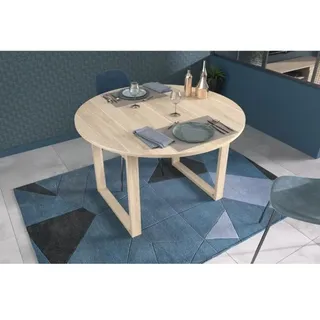 Ausziehbarer Esstisch - BETTY - Rund - Eichendekor - 4/6 Personen - 120/155 x 120 x 75 cm - PARISOT - Braun