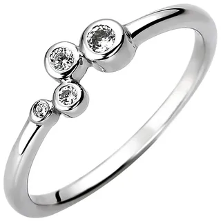 Jobo Damen-Ring aus 925 Sterling Silber mit 4 Zirkonia Größe 48