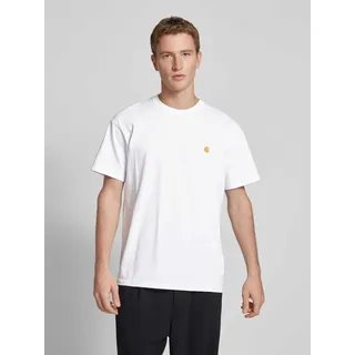 T-Shirt mit Label-Stitching, Weiss, XXL