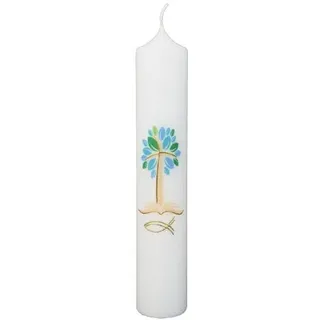 Wiedemann Kerzen Taufkerze Jungen verziert 265 x 50 mm, mit individueller Namensverzierung