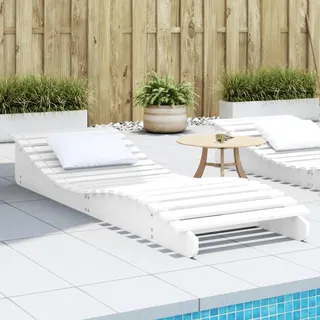 IKAYAA Sonnenliege Holz Wetterfest Garten Doppelliege Loungebett Sonnenbett Outdoor Bett Holzliege Garten Liege Holzliege Himmelsliege 205 x 70 x 31.5 cm Weiß
