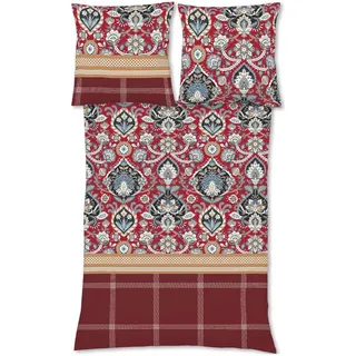 Traumschlaf Aspen Ornament Baumwolle Beere 135 x 200 cm + 80 x 80 cm