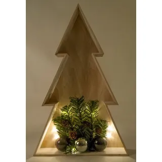 BURI Künstlicher Weihnachtsbaum 3D LED-Holz-Weihnachtsbaum 38cm Weihnachtsdeko Fensterbild Wanddeko weiß