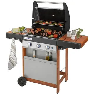 Campingaz 4 Series Woody LX 3 Series Woody LX, 9600 W, Grill, Gas, 698 g/h, 2800 cm2, Kochstation - Schwarz/Braun/Silber