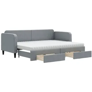 vidaXL Bett Tagesbett Ausziehbar mit Schubladen Hellgrau 80x200 cm Stoff grau