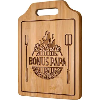 LuxusKollektion Schneidebrett Schneidebrett Bambus Spruch Personalisiert Vater Bonus Papa Geschenk braun