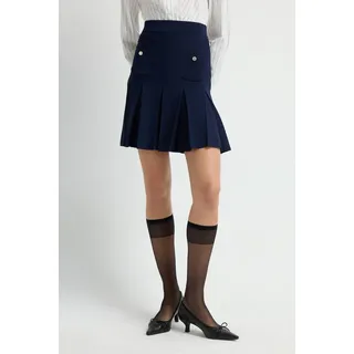 adL Plisseerock Plissierter Mini-Strickrock blau M