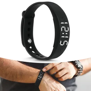 ACWOO Vibrationsalarm Erinnerung Uhr, Persönliche Alarme oder Pille Erinnerungen pro Tag, Vibrationswecker Armband, bis zu 15 persönliche Alarme, Schwarz