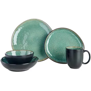 Novel Kombiservice Søren Green, Grün, Keramik, 10-teilig, Farbverlauf, 390 ml,725 ml, Lfgb, Handmade Quality, lebensmittelecht, Essen & Trinken, Geschirr, Geschirr-Sets, Kombiservice