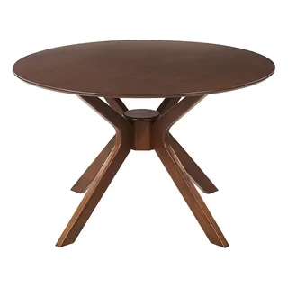 BELIANI Esszimmertisch Dunkles Mahagoni Holz ø 120 cm Füße in Sternform Gummibaumholz und MDF-Platte Runder Tisch Retro-inspiriertes Design Modern - Braun