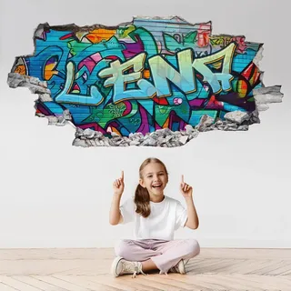 tjapalo® p76 3D Wandtattoo Graffiti Name Wandaufkleber Kinderzimmer Mädchen wandtattoo Teenager Cool Wandtattoo Kinderzimmer Name, Größe: B64xH30cm