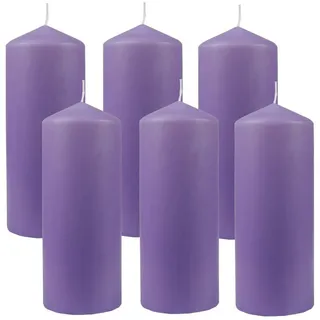 HS Candle Wachskerzen (6er Pack) Lila Stumpenkerzen Ø6cm x 13,5cm - Kerze in vielen Farben, Lange Brenndauer - Hergestellt in EU - Kerzen Blockkerzen