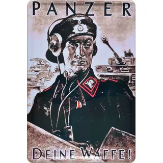 ComCard Retro Wandschild Designer Schild Deutsches Reich Panzer Deine Waffe Deko 20x30cm Nostalgie Metal Sign XCOM53WA
