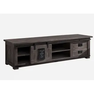 Massivmoebel24 RAILWAY TV-Lowboard 180x55x50 cm Grau Holz