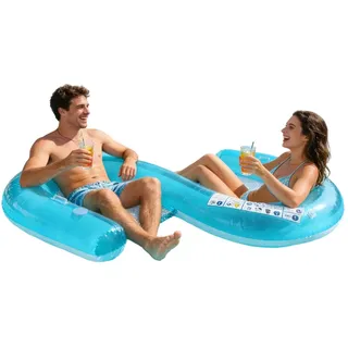 Schwimmring für Pool, 2 Personen, faltbar, schwimmend, für Pool, für Erwachsene, Freunde, , Paare, See und Fluss, für sonnige Sommertage und Urlaub