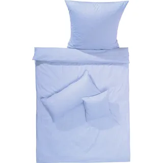 Lorena Bettwäsche Flanell buntgewebt hellblau-weiß Größe 155x220 cm (80x80 cm)