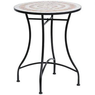 MC Star Gartentisch Mosaiktisch rund Ø60 cm, Balkontisch Beistelltisch aus Stahl (Keramik in Orange und Weiß, Höhe 71 cm für Garten & Balkon) orange