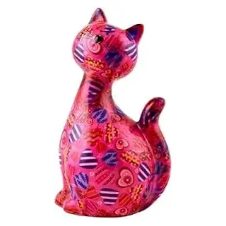 Pomme Pidou Spardose Katze Grösse M 12,5x10,3x21 cm Pink mit Herzen (D)