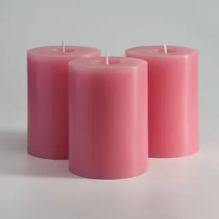 Memoward Stumpenkerzen Rosa,Kerzen Groß 3er Set,Lange Brenndauer ca.50+ Std,Saubere Verbrennung,Unparfümiert,für Haushalt,Feiern und Gastronomie Deko,(7.5 x 10 cm-3er, Rosa)