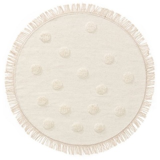 Kinderteppich Carlson, benuta, rund, Höhe: 11 mm, Kunstfaser, Berber, Ethno-Style, Wohnzimmer weiß