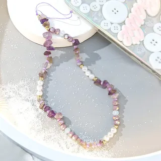 Kristall Stein Perle Handykette Perlen Kette Telefon Charm Strap Mobile Phone Beads Lanyard Handgelenkkette Mobile Phone Chain Wrist Bracelet Phone Charm Strap Cord Lanyard Telefon Anhänger,Violett