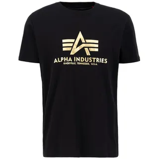 Alpha Industries Basic Foil Print Kurzarm-T-Shirt Black / Yellow Gold L