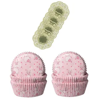 Demmler Muffinform 2er Set Osterhase - Inklusive Tassendeckchen in Gold, zum Dekorieren und Backen von Muffins - Made in Germany bunt