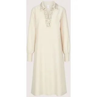 Sommerkleid MADELEINE "Midikleid Viskosekleid mit Stäbchen-Pailletten", Damen, Gr. 44, N-Gr, silber (perlweiß, silberfarben), Obermaterial: 66% Viskose CV. 34% Leinen LI., Modern, figurumspielend, V-Ausschnitt, Kleider Sommerkleid, Stäbchen-Pailetten