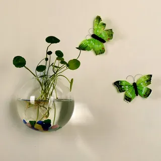Blumenvase aus transparentem Glas zum Aufhängen an der Wand für Haus und Garten Dekoration