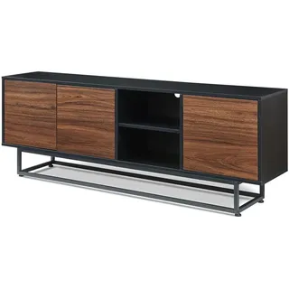 [en.casa] Lowboard Boxholm 160 x 30 x 57 cm Schwarz/Walnussoptik