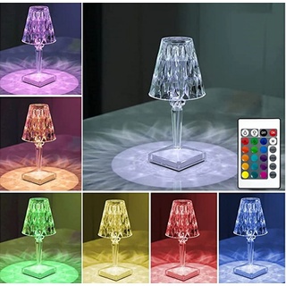5 Stück Kristall Tischlampe, Diamant Tisch Lampe, LED Nachttischlampe RGB16,Acryl Tischleuchte Aufladbare Touch und Fernbedienung Dekoration Nacht...