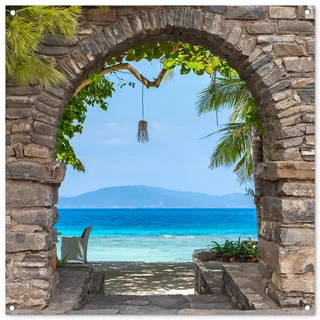 MuchoWow© Gartenposter 100x100 cm Outdoor Bilder Gartendeko für draußen Wetterfest Garten Deko Banner Sichtschutzmatte Draußen Bild Strand - Meer - Tropisch - Sommer - Aussicht